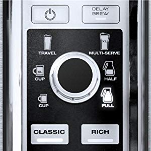    The control panel, showing buttons for different sizes and brews